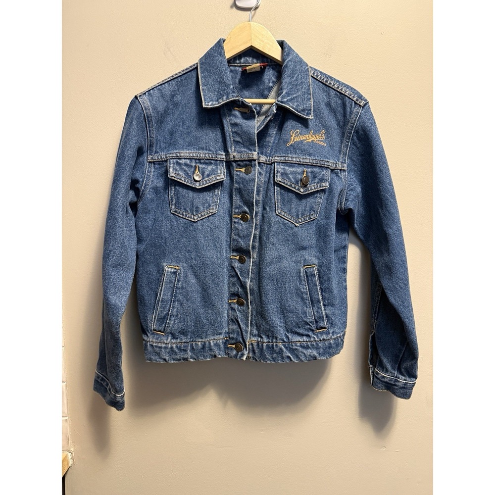 Vintage Leinenkugel's‎ Beer Denim Trucker Jacket Embroidered Logo Size Medium M